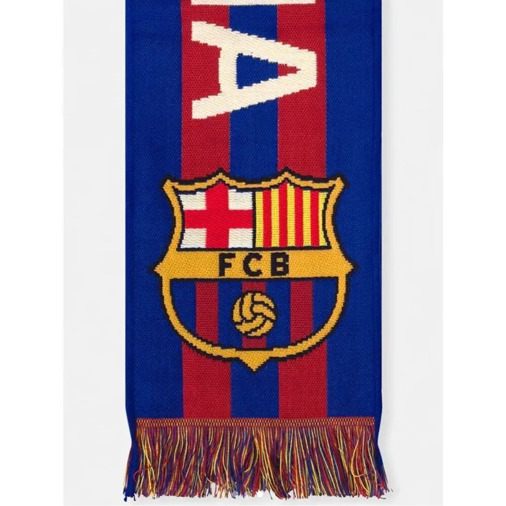 FC Barcelona Knit Scarf/Banner Official Barca Soccer/Football Team New Logo
